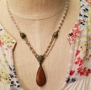 Monet Necklace. Seed pearls. New jade.